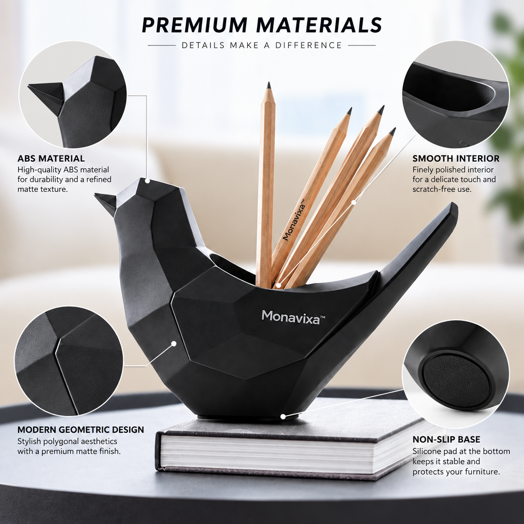 Monavixa™ Sculptural Bird Desk Organizer – Modern Decorative Pencil Holder