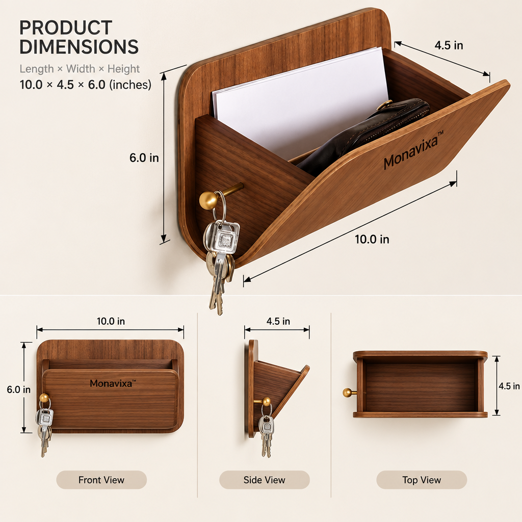 Monavixa™ Solid Walnut Wall Organizer