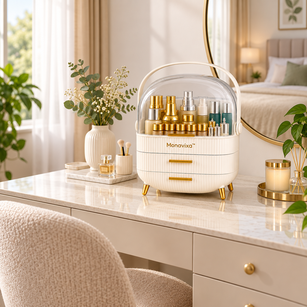 Verqelio™ Elegant Beauty Storage Organizer — Stylish Makeup & Skincare Organization