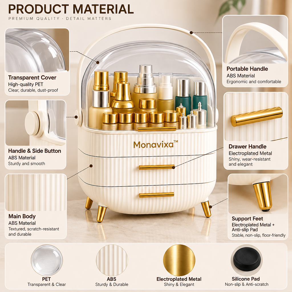 Verqelio™ Elegant Beauty Storage Organizer — Stylish Makeup & Skincare Organization