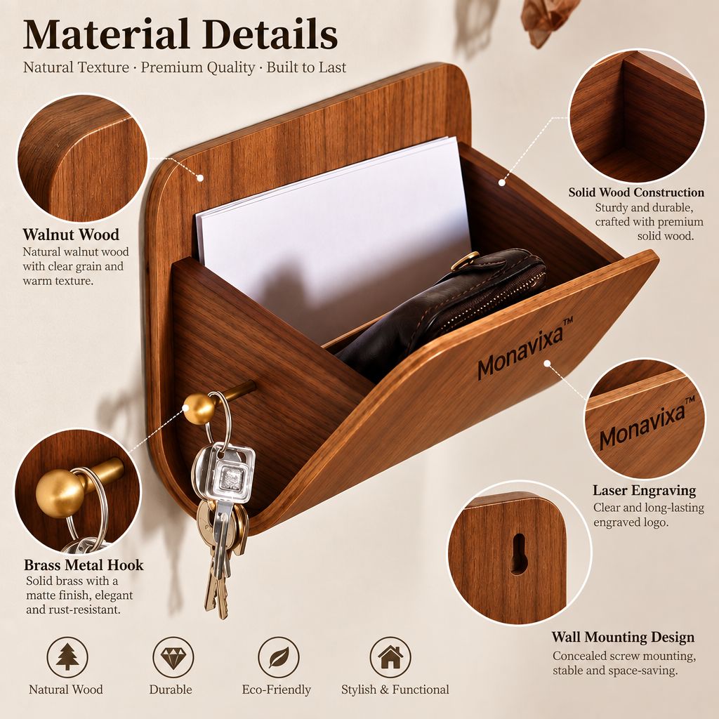 Monavixa™ Solid Walnut Wall Organizer