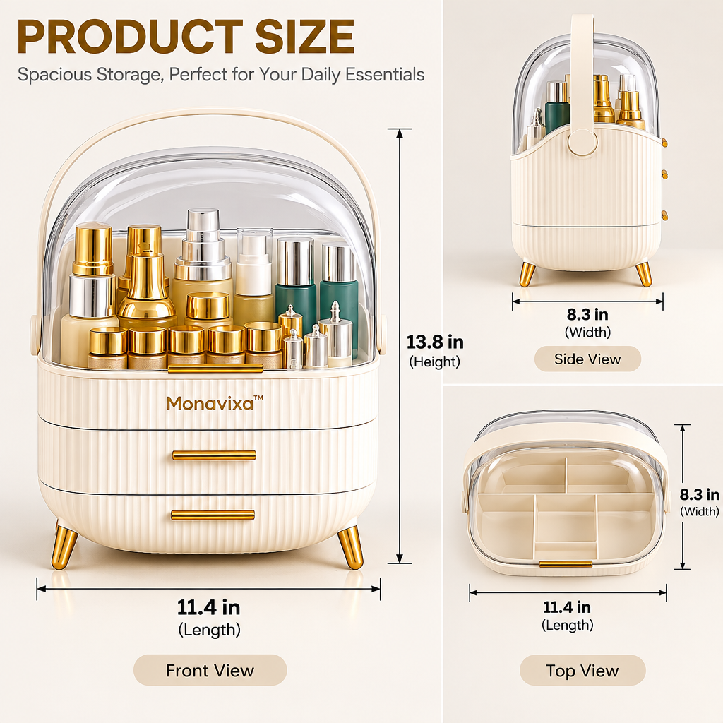 Verqelio™ Elegant Beauty Storage Organizer — Stylish Makeup & Skincare Organization