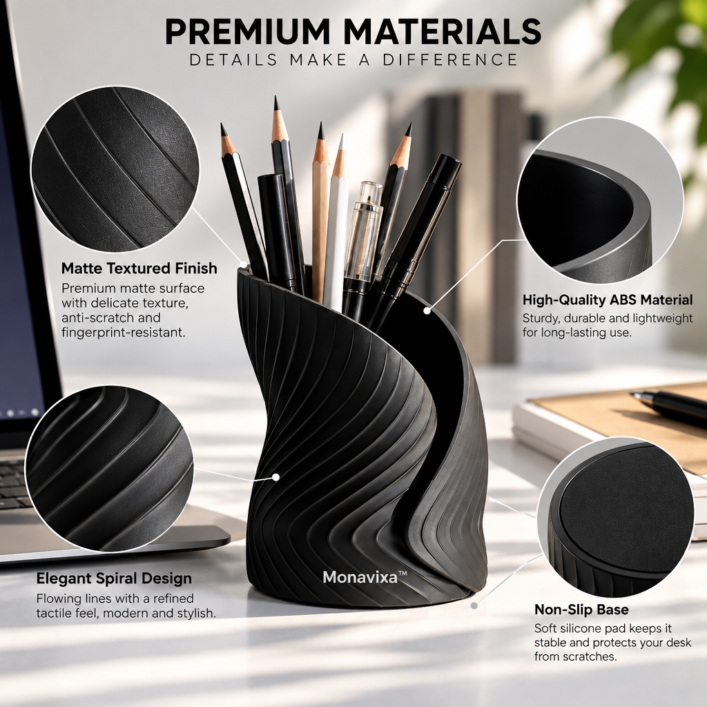 Monavixa™ Spiral Desktop Organizer — Modern Pen & Pencil Holder