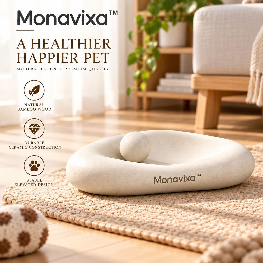 Monavixa™ Modern Stone Pet Bowl — Sculptural Elevated Feeding Dish